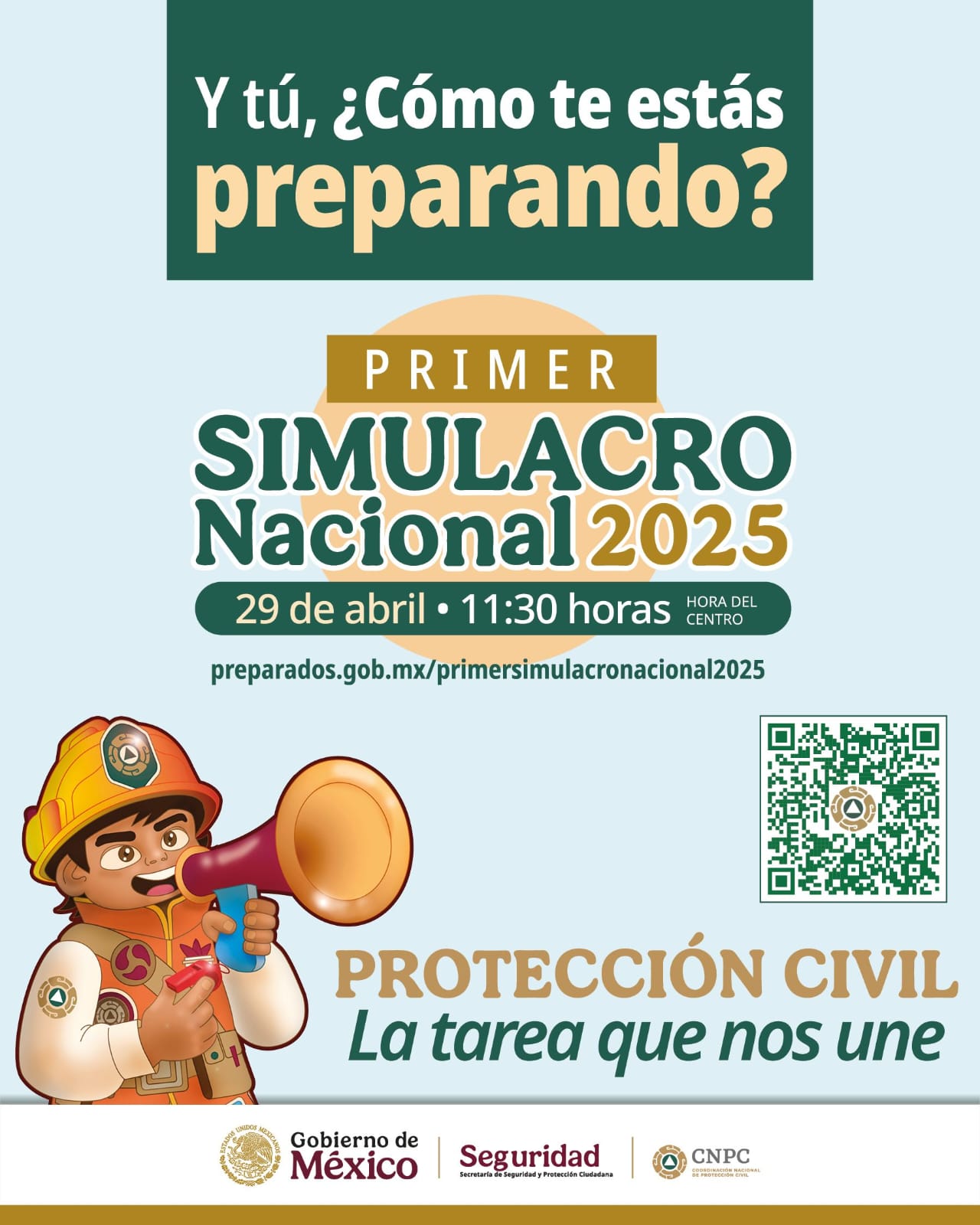 Convoca México a Primer Simulacro Nacional 2025 para fortalecer respuesta ante sismos