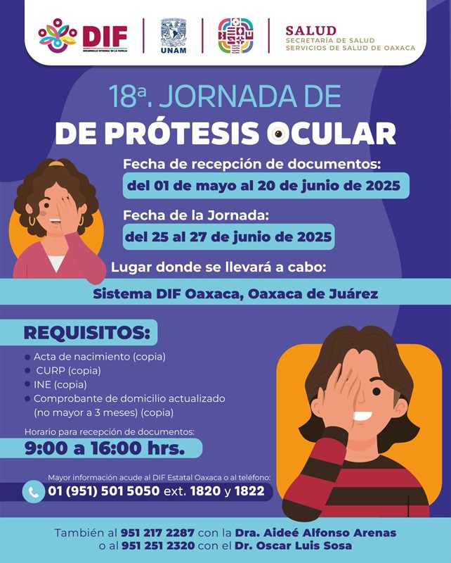 Anuncia DIF Oaxaca 18ª Jornada de Prótesis Ocular en la capital oaxaqueña