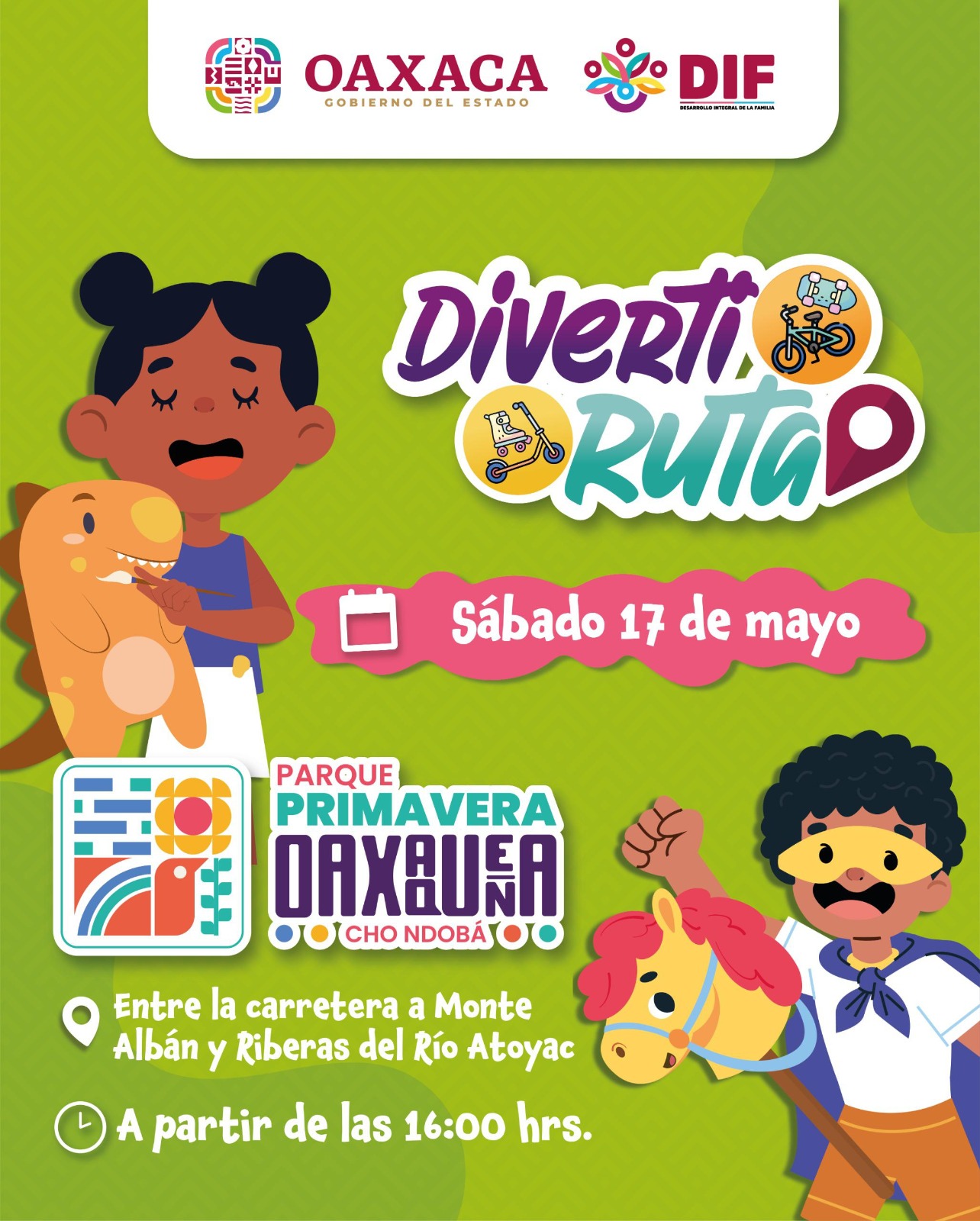 Invita DIF Oaxaca a la edición 36 de la Diverti Ruta en el Parque Primavera
