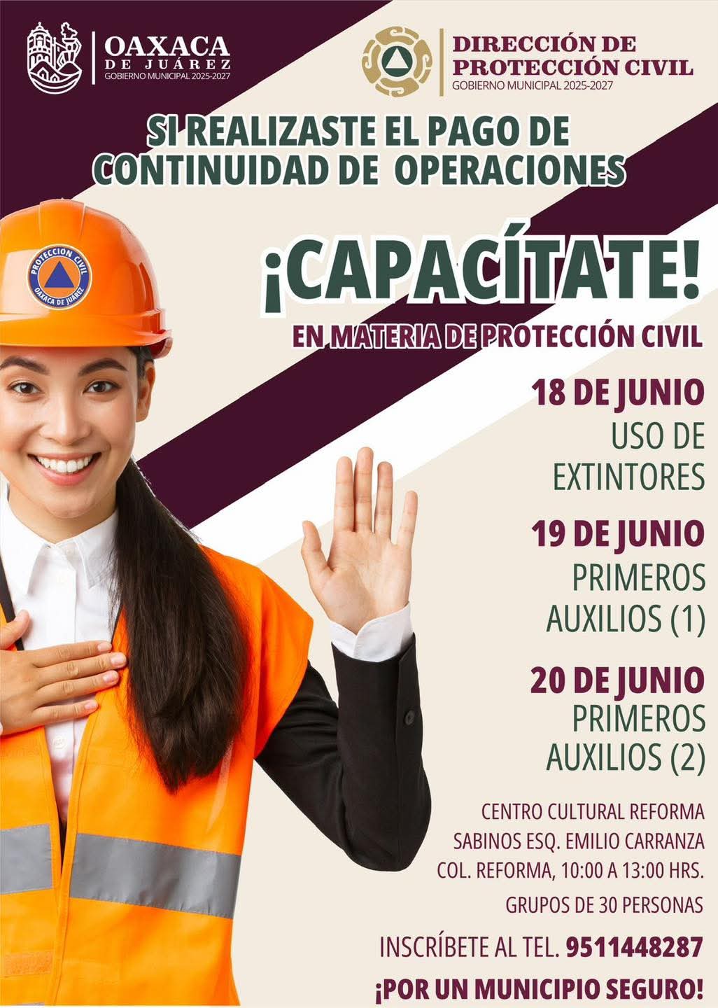 Fortalece gobierno municipal de Oaxaca de Juárez capacitación en materia de Protección Civil