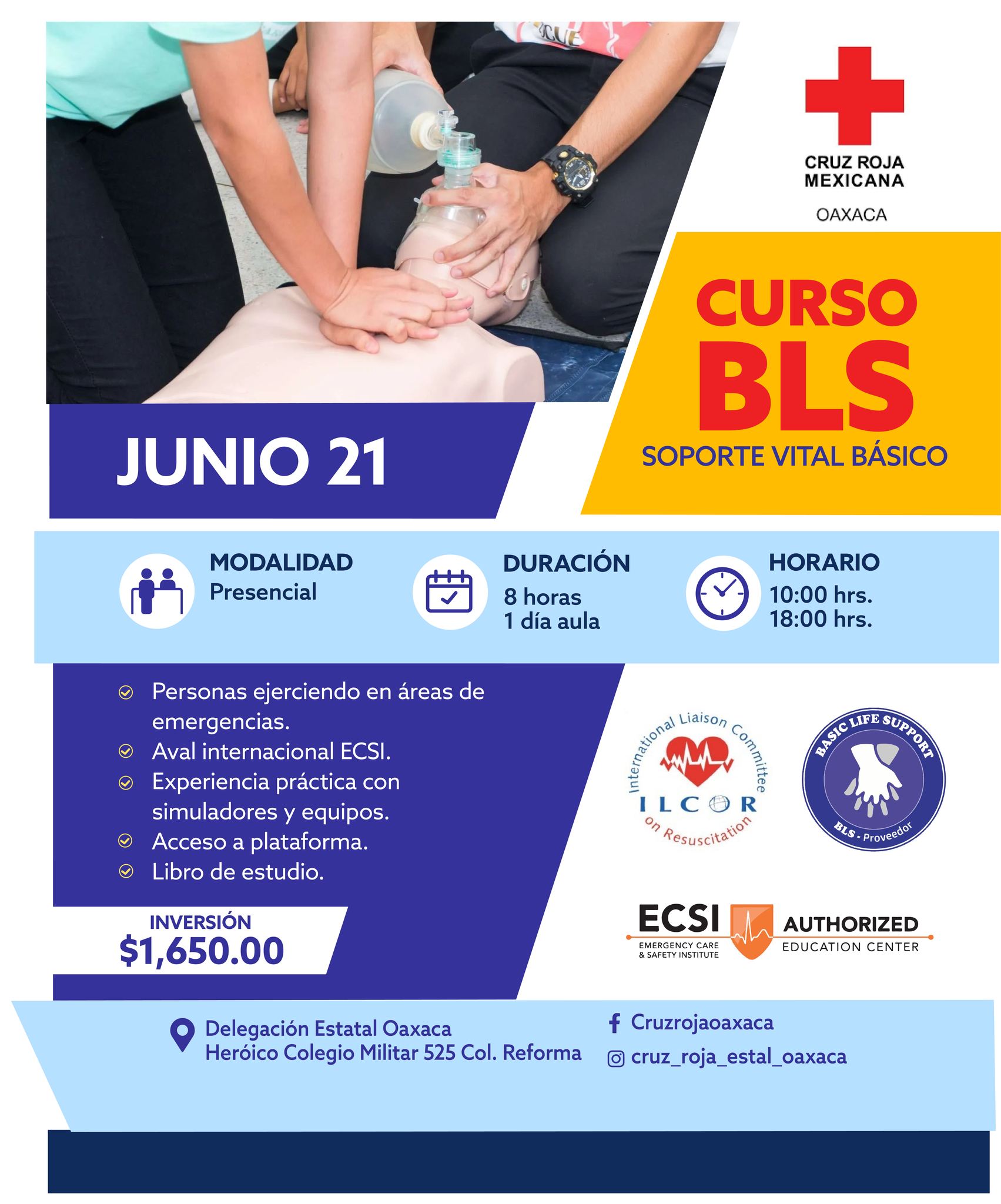Invita Cruz Roja Oaxaca a curso de Soporte Vital Básico