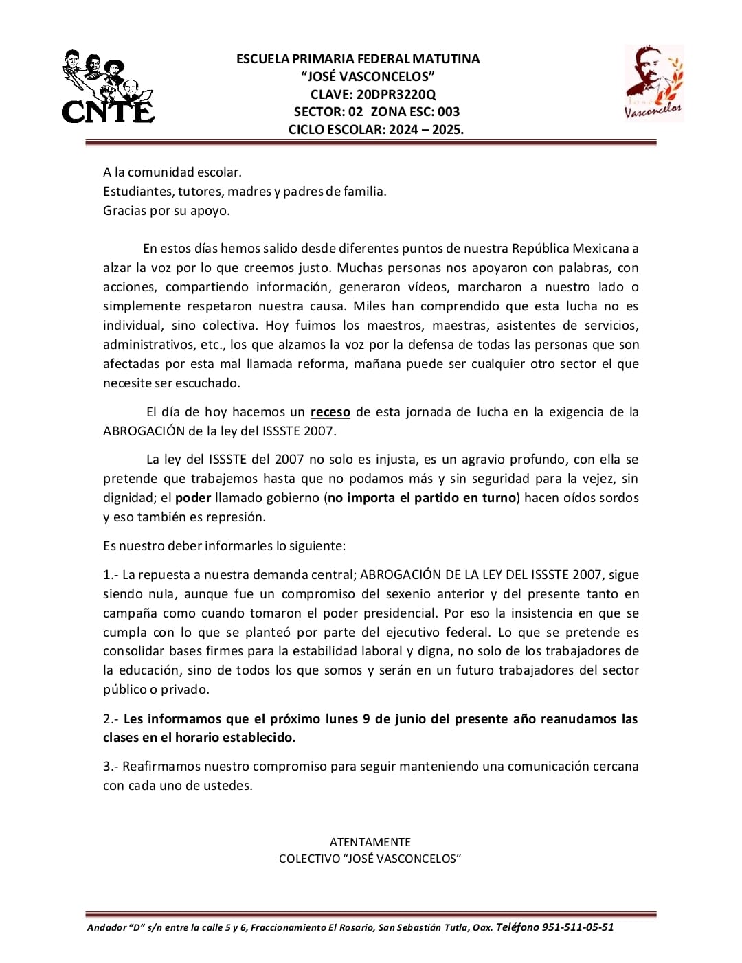 Reafirma CNTE su lucha contra la Ley del ISSSTE 2007 en México
