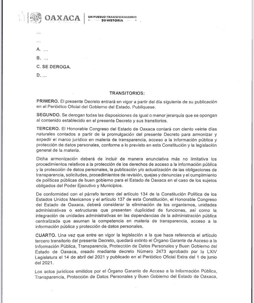 Votará Congreso de Oaxaca iniciativa del gobernador para eliminar la autonomía del OGAIPO