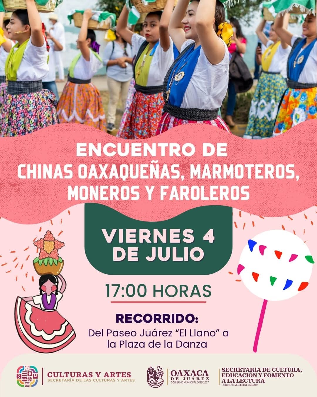 Invitan al colorido encuentro de Chinas Oaxaqueñas y personajes festivos
