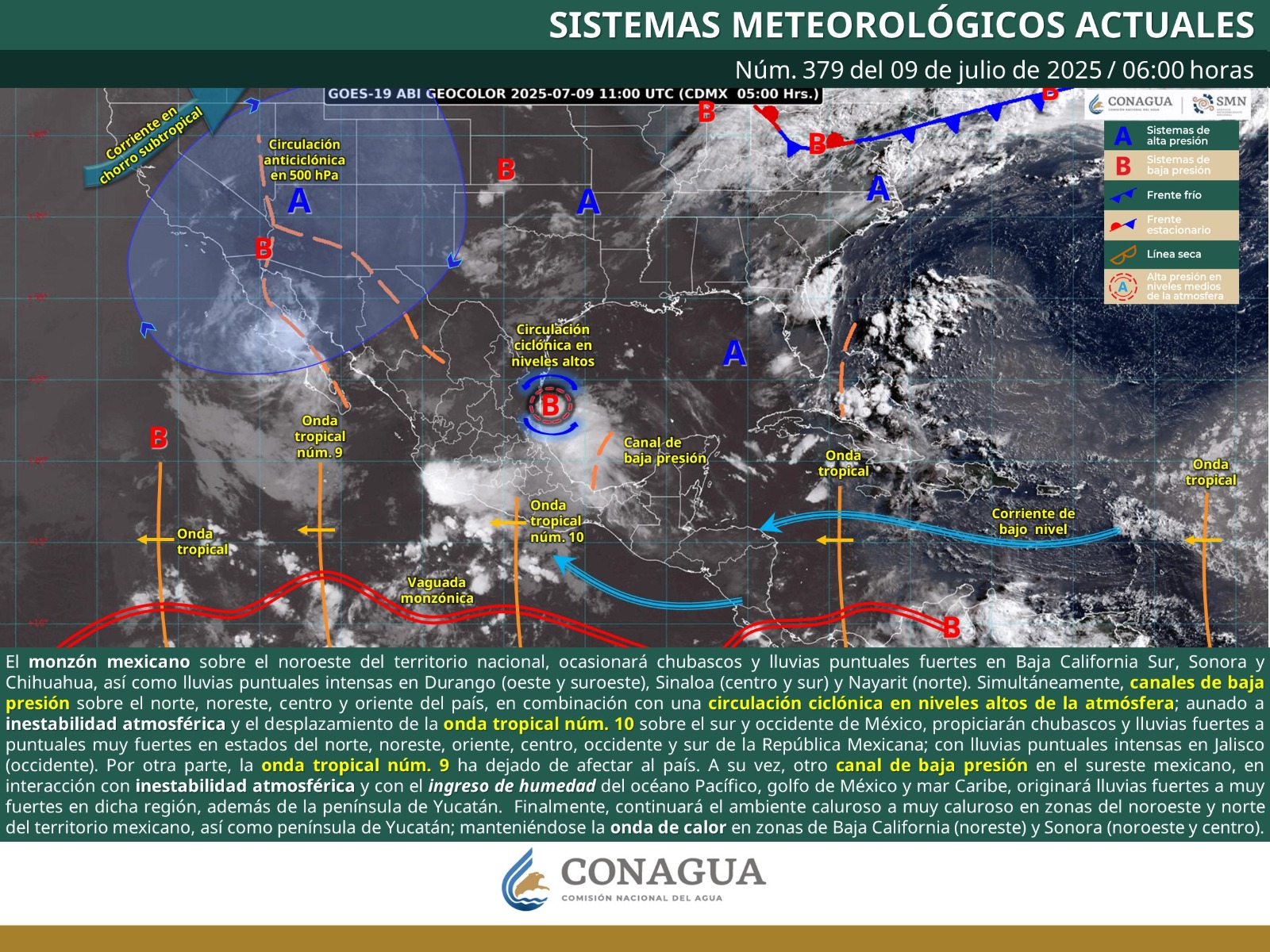 Vaguada monzónica y ondas tropicales provocarán lluvias este miércoles en Oaxaca