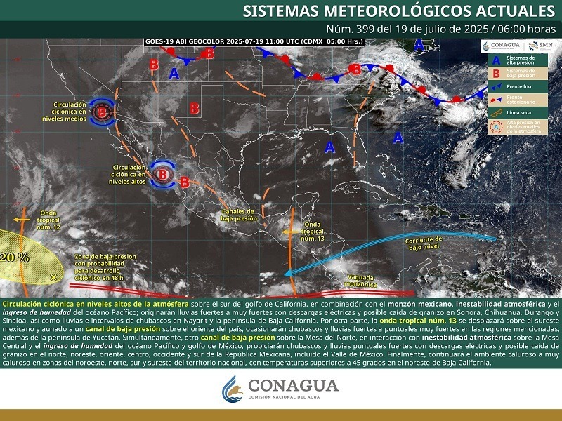 Continuarán lluvias aisladas, actividad eléctrica y vientos en Oaxaca durante este sábado