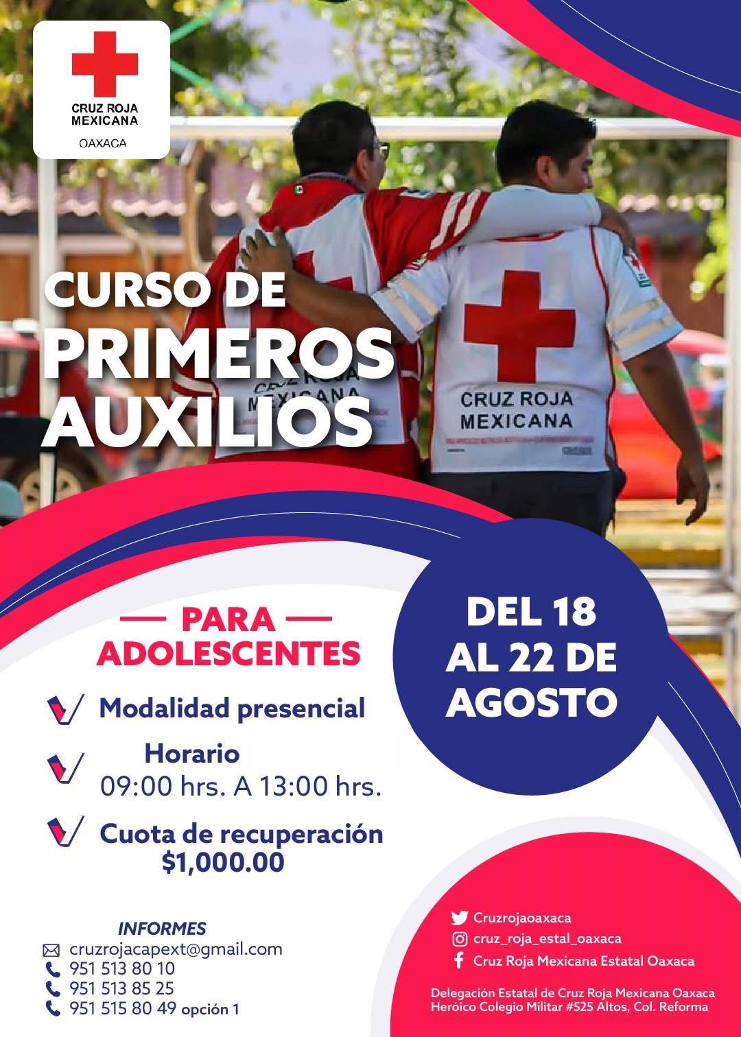Cruz Roja Oaxaca llama a jóvenes a formarse como primeros respondientes