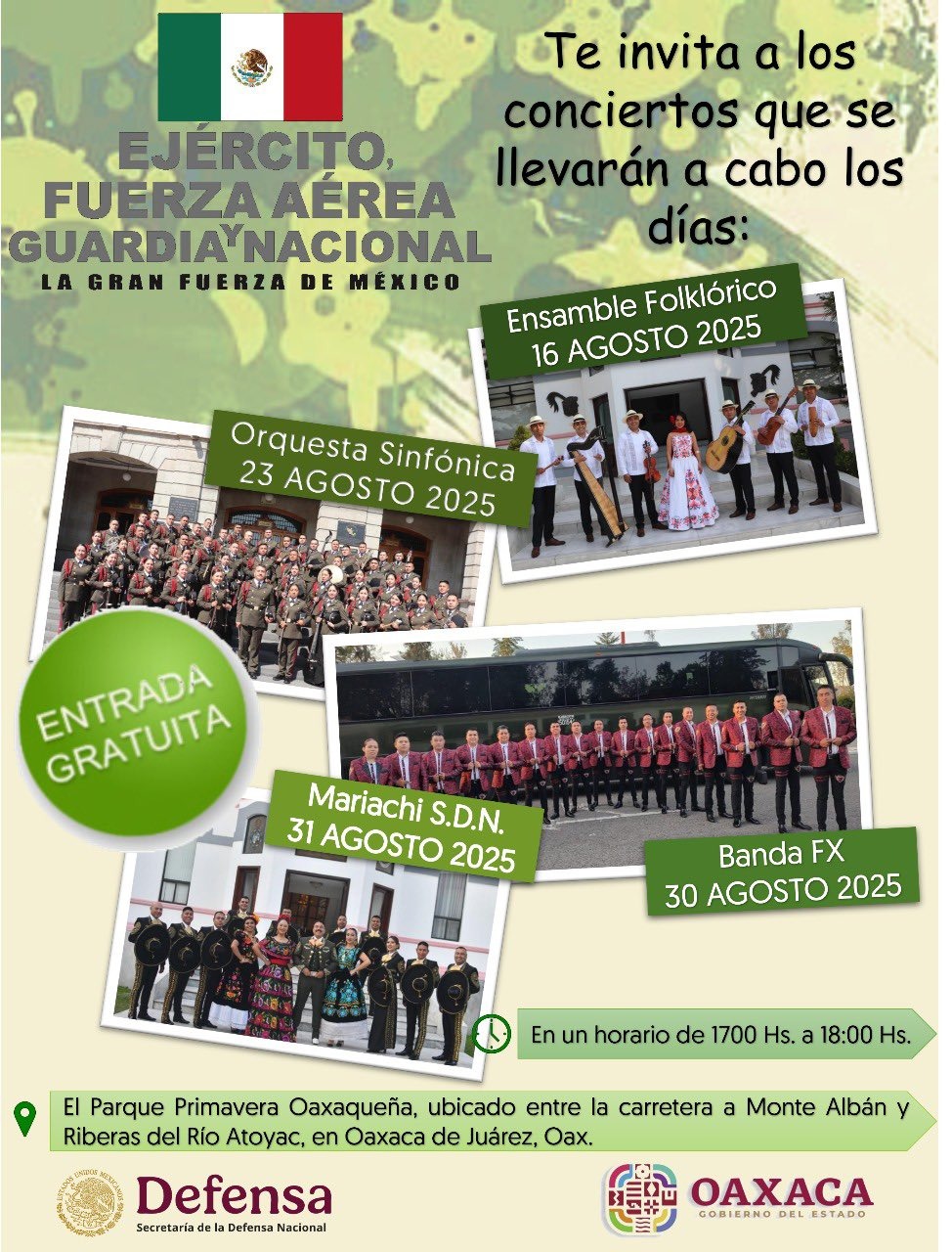 Invitan a disfrutar de conciertos en “La Gran Fuerza de México” en el Parque Primavera