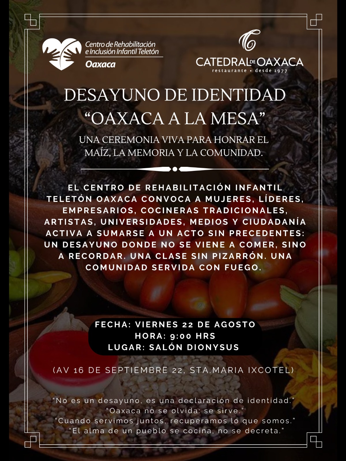 Invita CRIT Oaxaca a participar en un desayuno con causa por niños