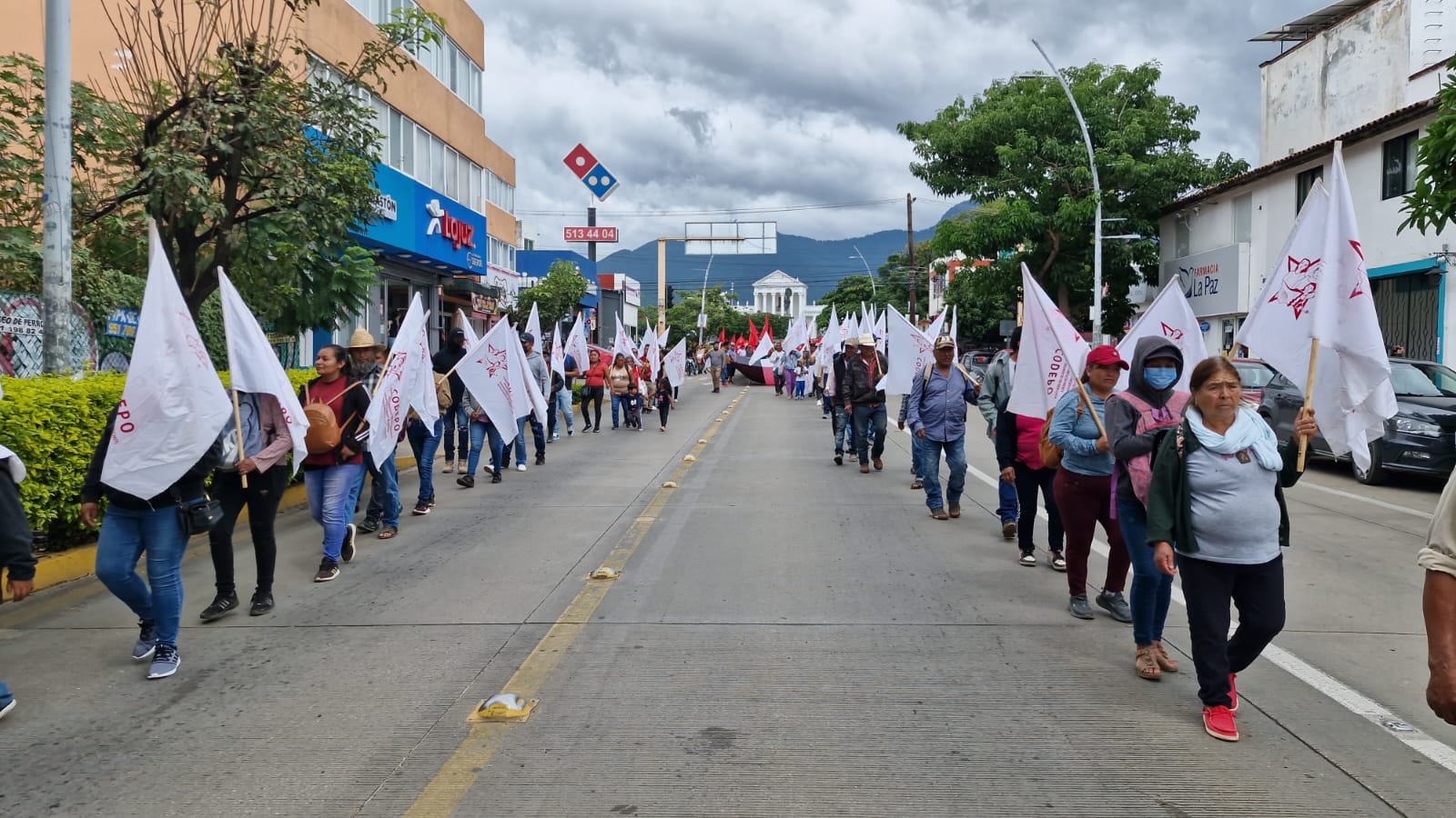 Marchan organizaciones sociales en Oaxaca en favor de la paz y contra el genocidio en Palestina