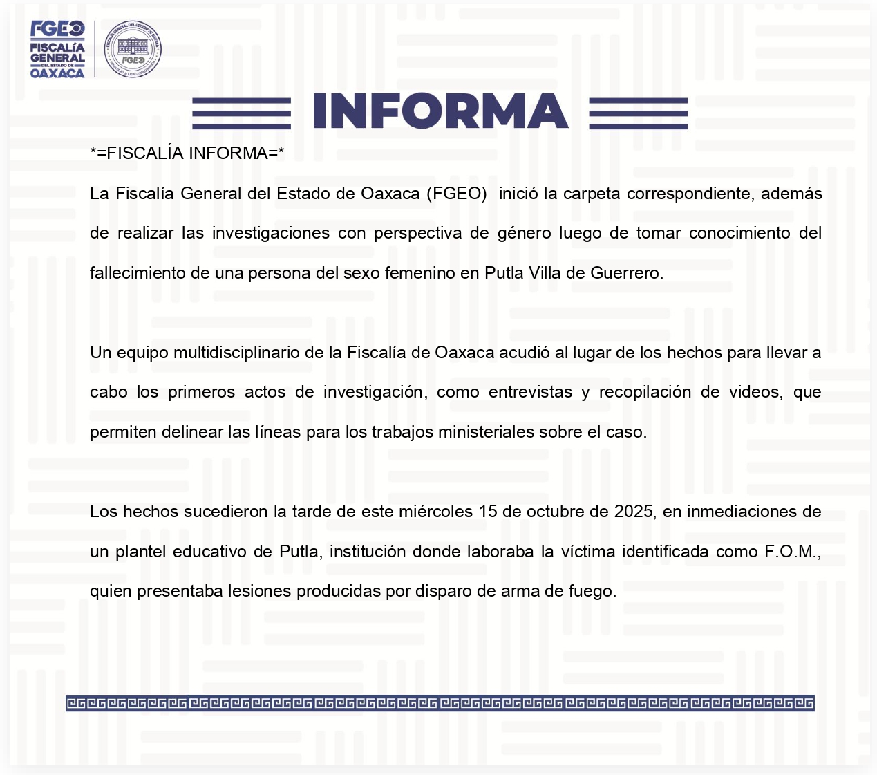 Ejecutan a docente frente a escuela en Putla Villa de Guerrero