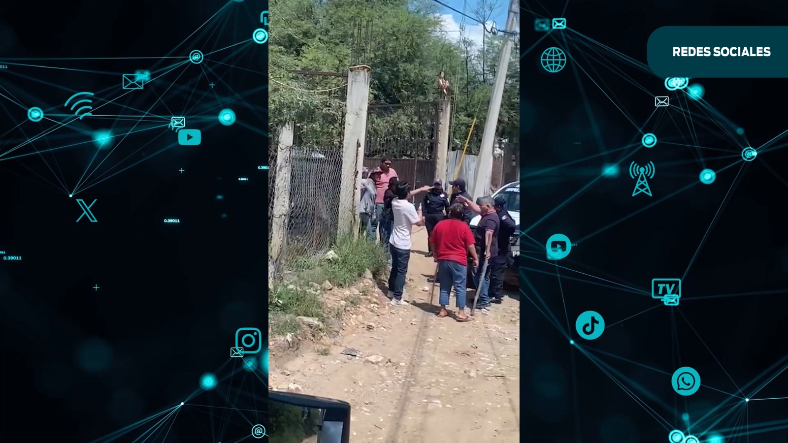 Vecinos de San Agustín de las Juntas colocan postes contra paso de camiones; la medida desata riña