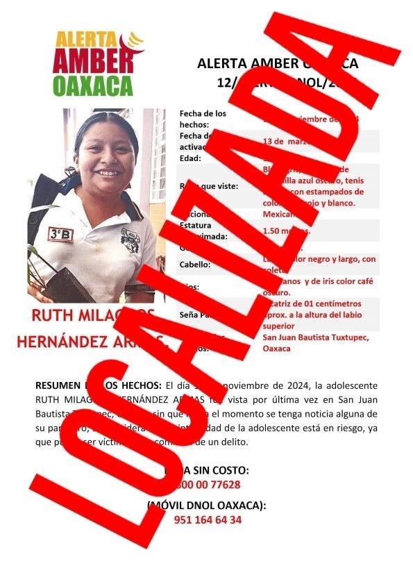 Fiscalía de Oaxaca realiza operativos en tres estados y logra dar con el paradero de adolescente reportada como No Localizada en la Cuenca