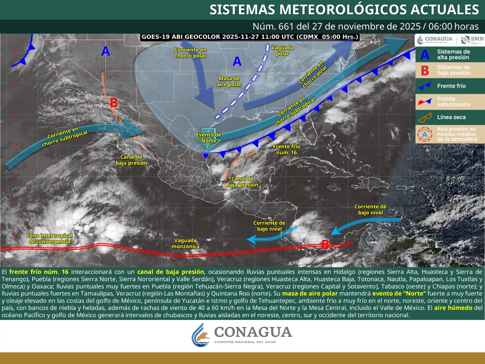 Frente frío número 16 generará lluvias y vientos muy fuertes en Oaxaca