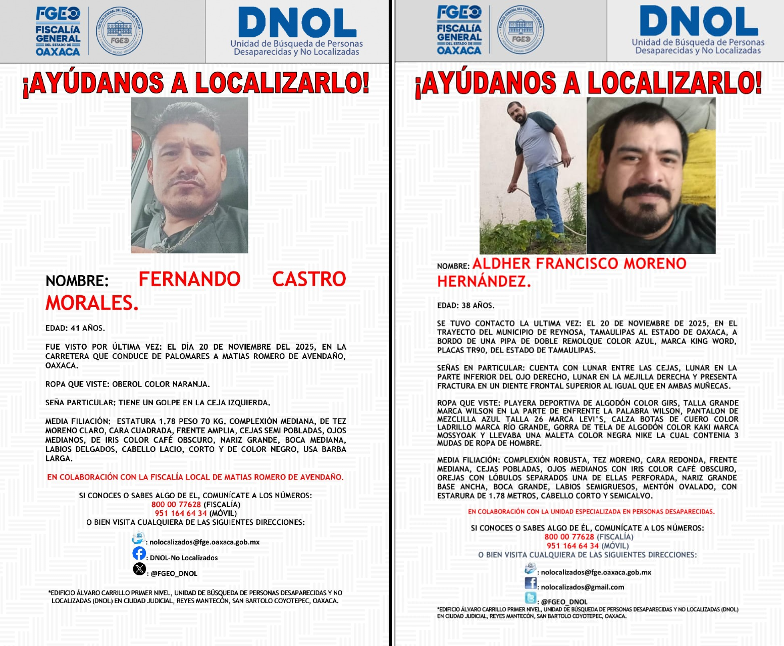 FGEO amplía investigaciones y establece colaboración interinstitucional por dos denuncias de transportistas no localizados en Matías Romero