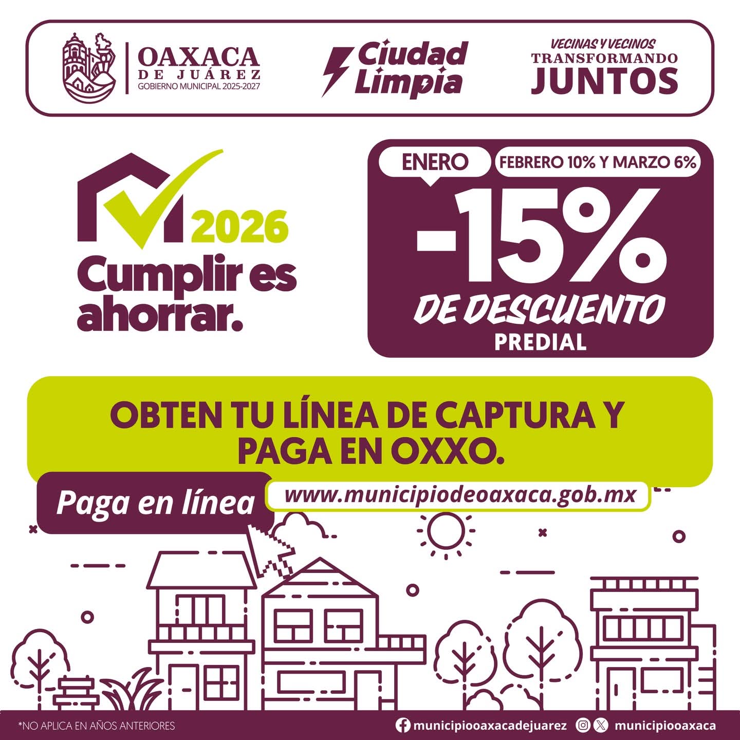 Inicia en Oaxaca de Juárez el pago del impuesto predial con descuentos durante enero