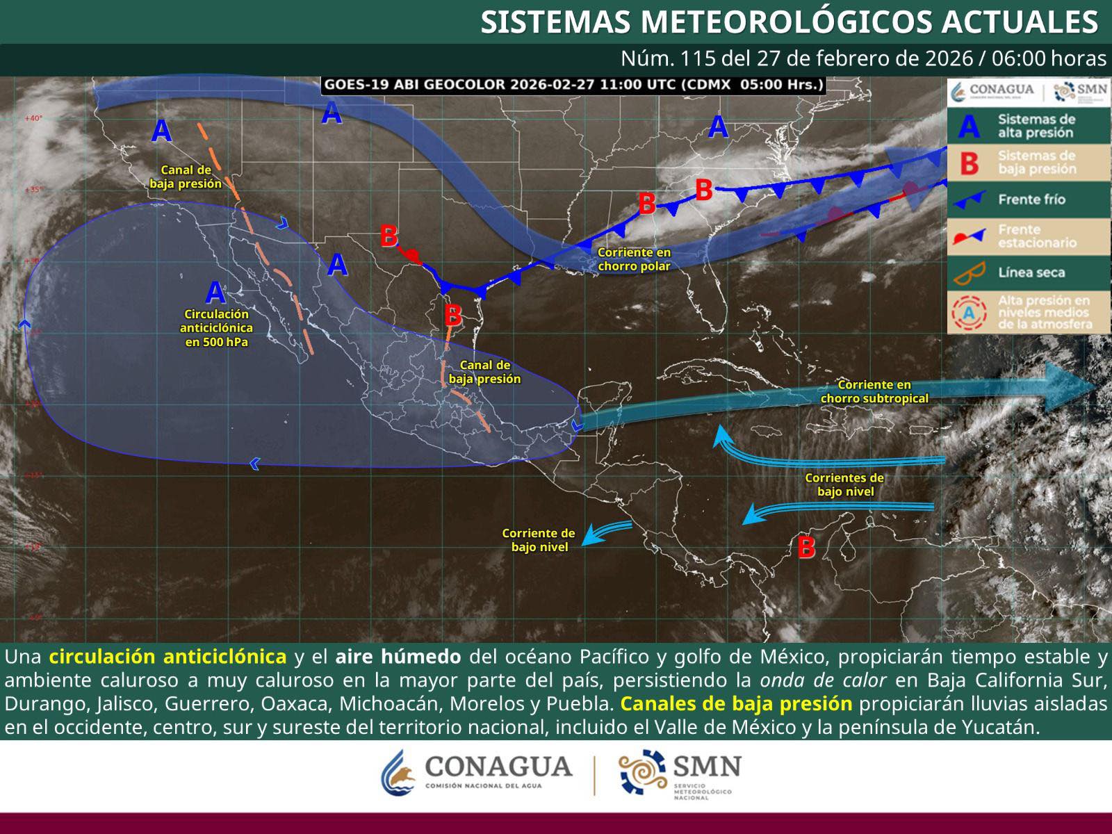Se pronostican nublados y chubascos aislados en algunas zonas montañosas de la Sierra Sur