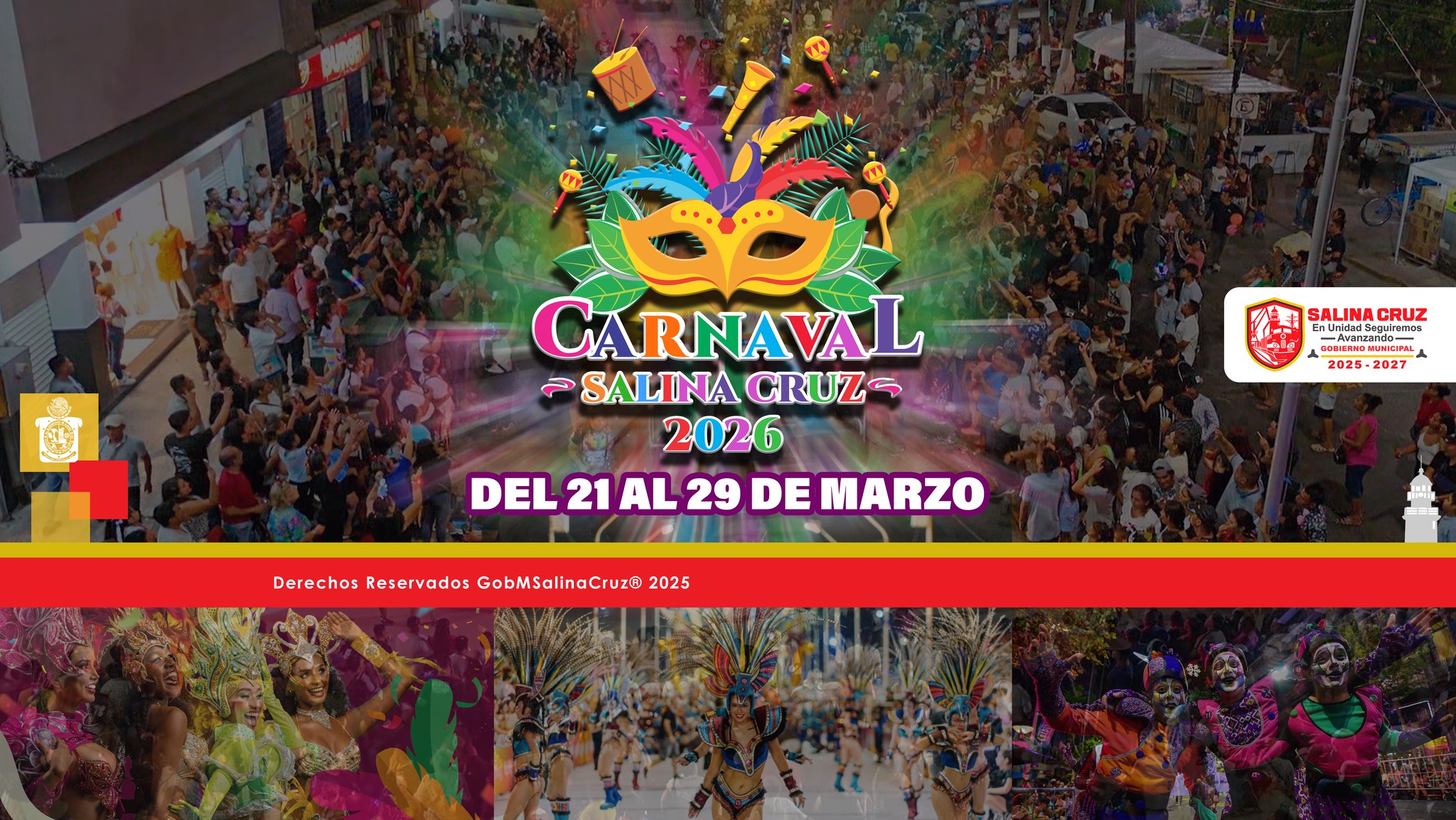 Invitan al Carnaval de Salina Cruz 2026, del 21 al 29 de marzo