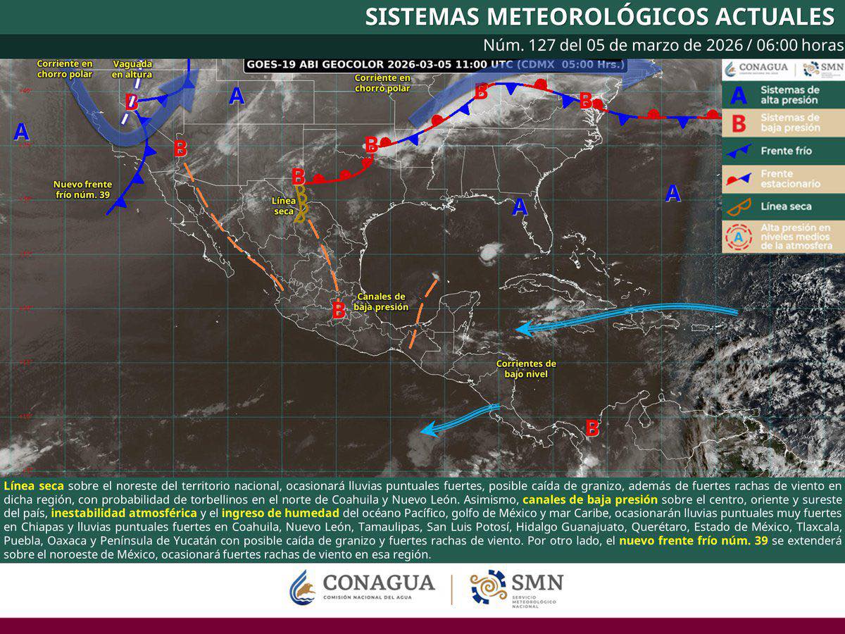 Se prevén lluvias con actividad eléctrica y rachas de viento en Oaxaca