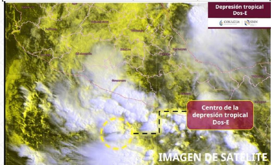 REPORTA CONSEJO ESTATAL DE PROTECCIÓN CIVIL DE OAXACA DESARROLLO DE LA DEPRESIÓN TROPICAL DOS-E AL SUR DE GUERRERO