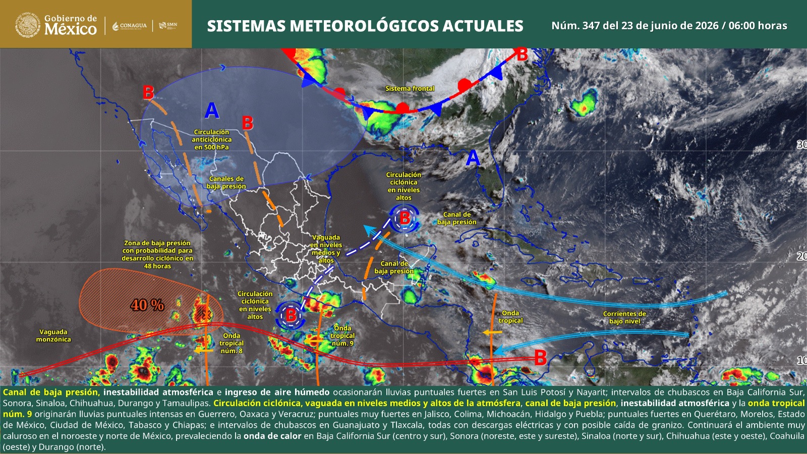 Prevén lluvias fuertes a intensas en Oaxaca por interacción de la onda tropical número 10