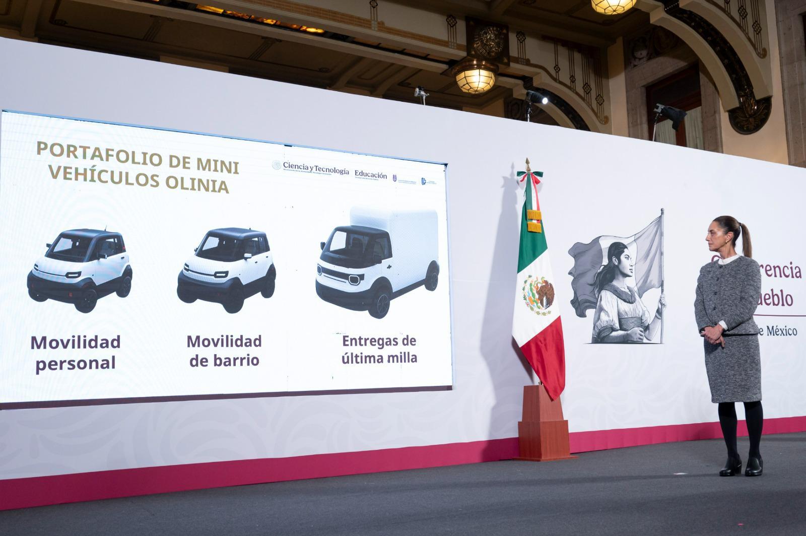 Presenta Sheinbaum el primer automóvil eléctrico mexicano: Olinia 1